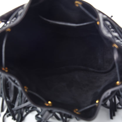Saint Laurent Calfskin Small Emmanuelle Fringe Bucket Bag Black 5 of 10