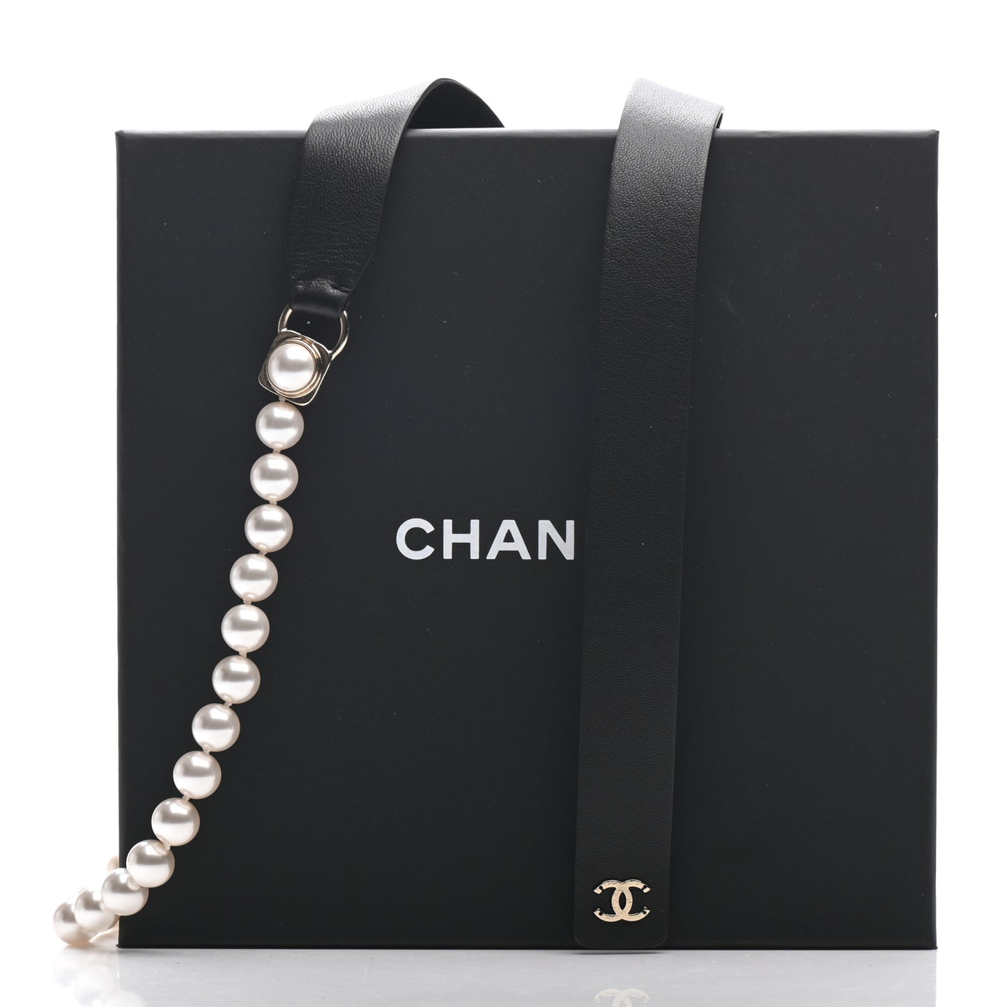 Lambskin Pearl CC Chain Belt XS Black