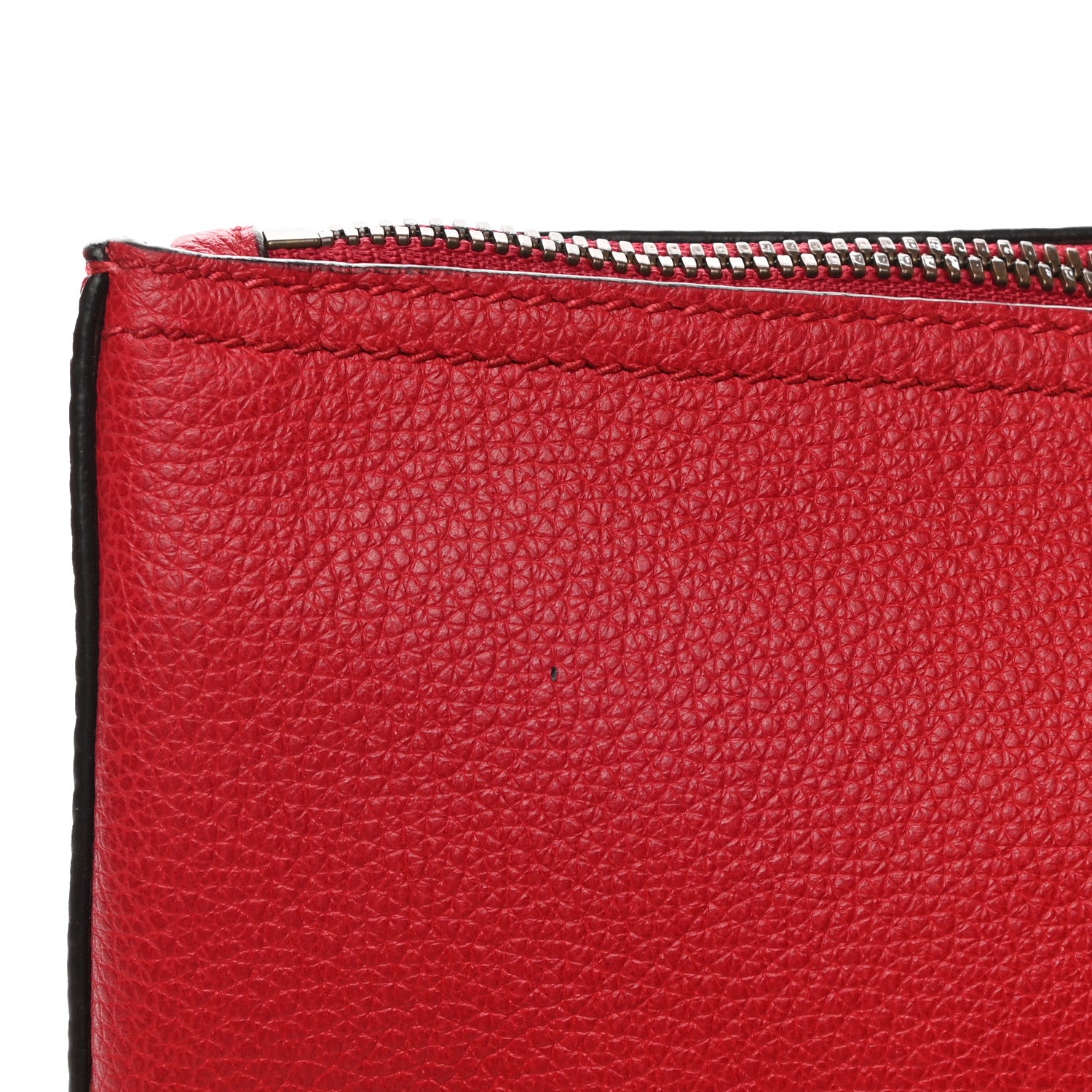 Gucci Pebbled Calfskin Medium Logo Portfolio Clutch Hibiscus Red 9 of 9