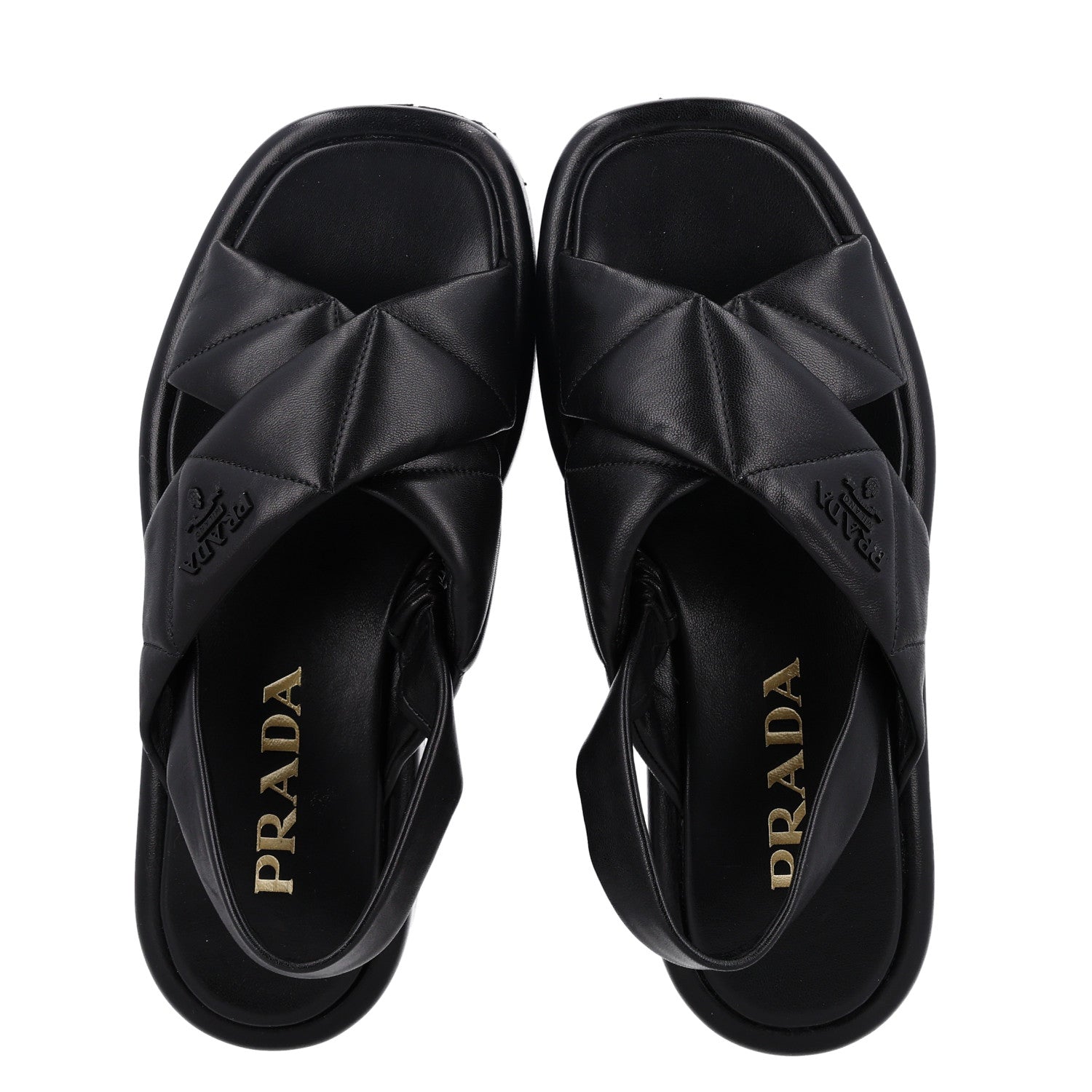 Prada Nappa Padded Blow 20mm Slingback Sandals 36.5 Black 2 of 10