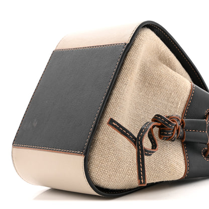 Loewe Calfskin Linen Mini Hammock Shoulder Bag Light Oat Black 9 of 13