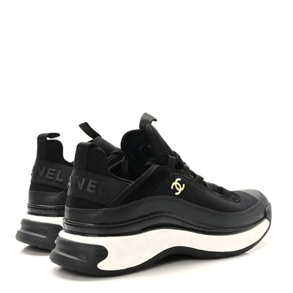 Chanel Velvet Calfskin Mixed Fibers CC Sneakers 40.5 Black 4 of 8