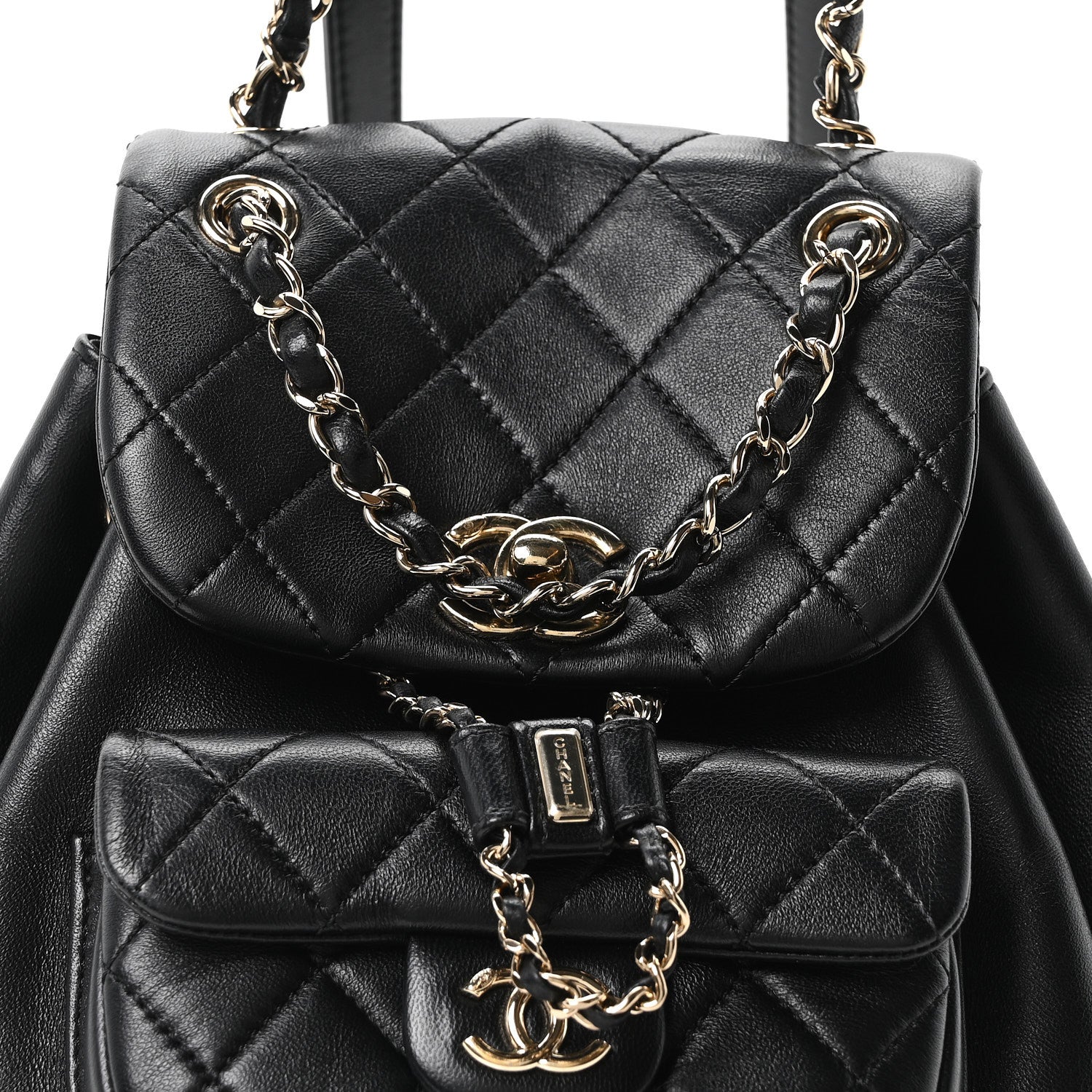 Chanel Lambskin Quilted Small Duma Drawstring Backpack Black 8 of 11