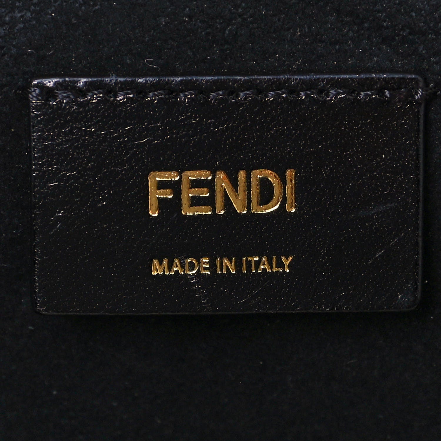 Fendi Laminated Calfskin Medium Drawstring Pouch Bag Oro Black 6 of 14