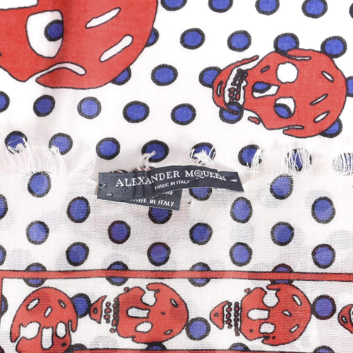 Cashmere Silk Skull Polka Dot Scarf Ivory Red