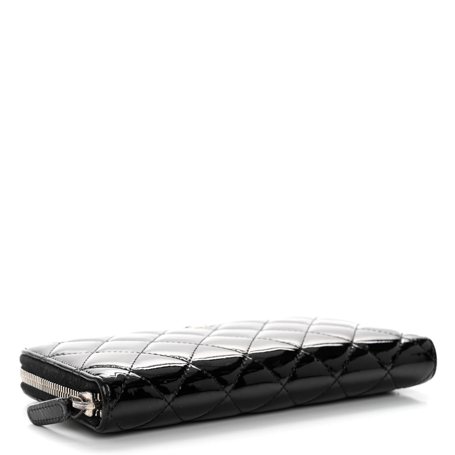 Chanel Patent Quilted Zip Around Wallet Black 4 of 9