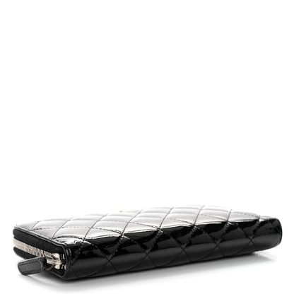 Chanel Patent Quilted Zip Around Wallet Black 4 of 9