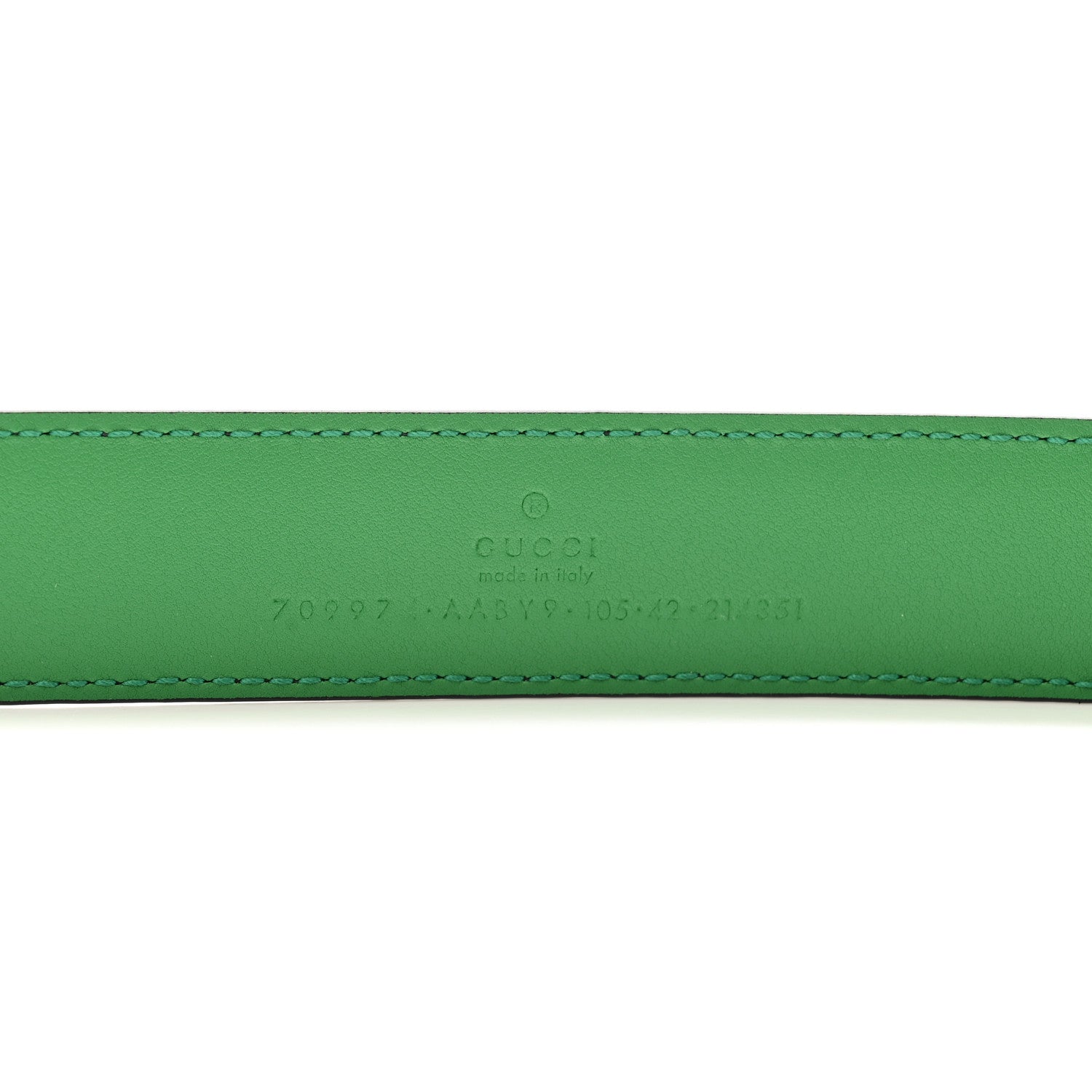 Gucci Textured Dollar Calfskin Square G 30mm Belt 105 42 Black Green 3 of 6