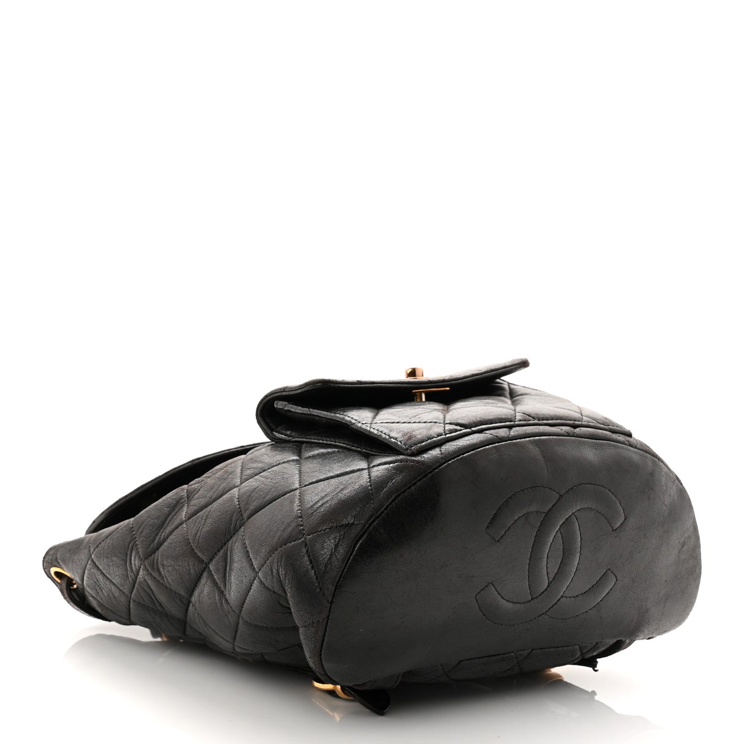Chanel Lambskin Quilted Drawstring Backpack Black 7 of 23