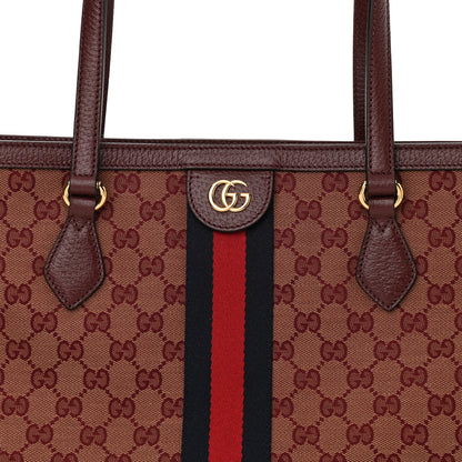 Gucci Monogram Textured Dollar Calfskin Web Medium Ophidia Shopping Tote Sahara Rubino Chardonnay 8 of 11