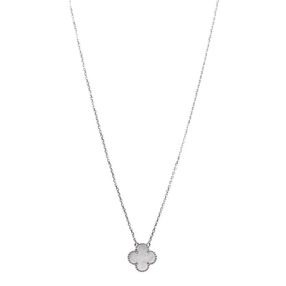 Van Cleef & Arpels 18K White Gold Mother of Pearl Vintage Alhambra Pendant Necklace 1 of 6