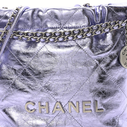 Chanel Metallic Calfskin Quilted Mini Chanel 22 Lilac 8 of 11