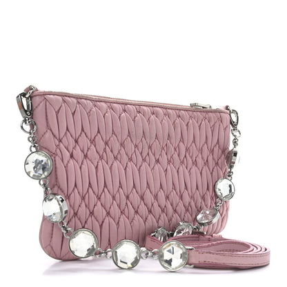Miu Miu Nappa Matelasse Crystal Crossbody Clutch Rosa 3 of 11