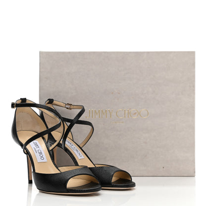 Jimmy Choo Lizard Emsy Crisscross Sandals 38 Black 9 of 9