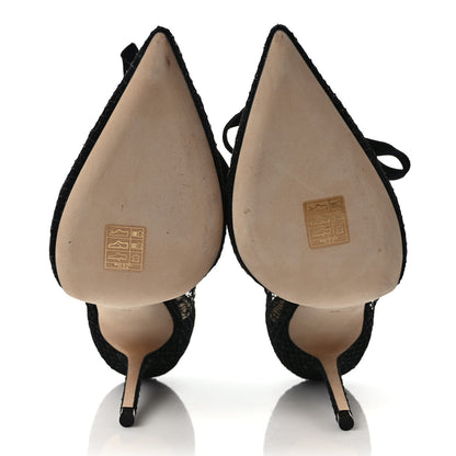 Jimmy Choo Suede Polka Dot Net Fira 100 Pumps 38 Black 5 of 6