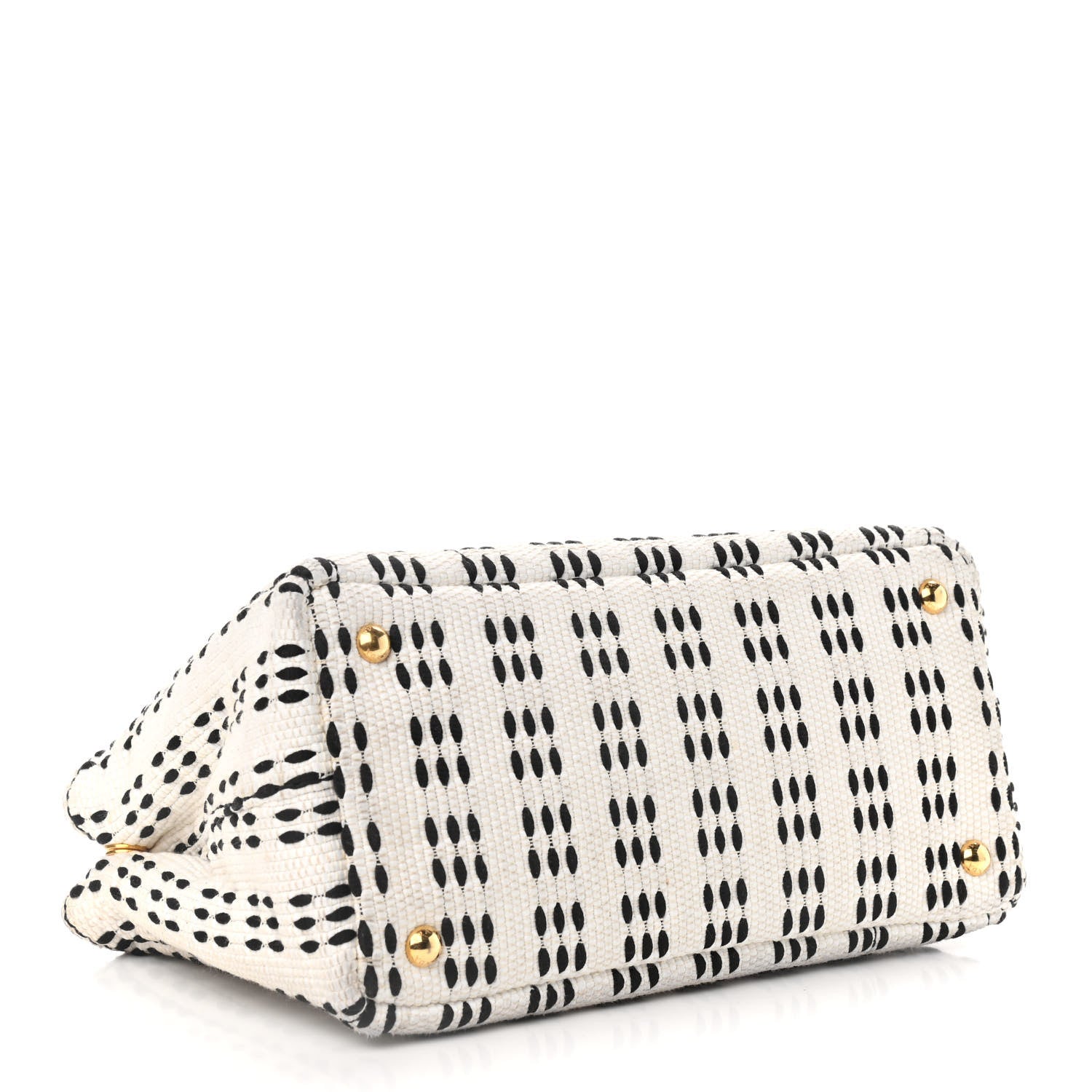 Prada Canapa Woven Tote White Black 4 of 11