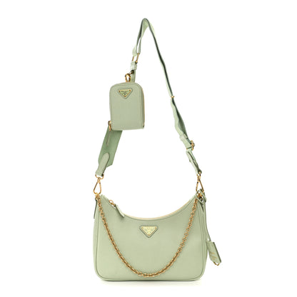 Prada Saffiano Lux Re-Edition 2005 Shoulder Bag Acqua 1 of 10
