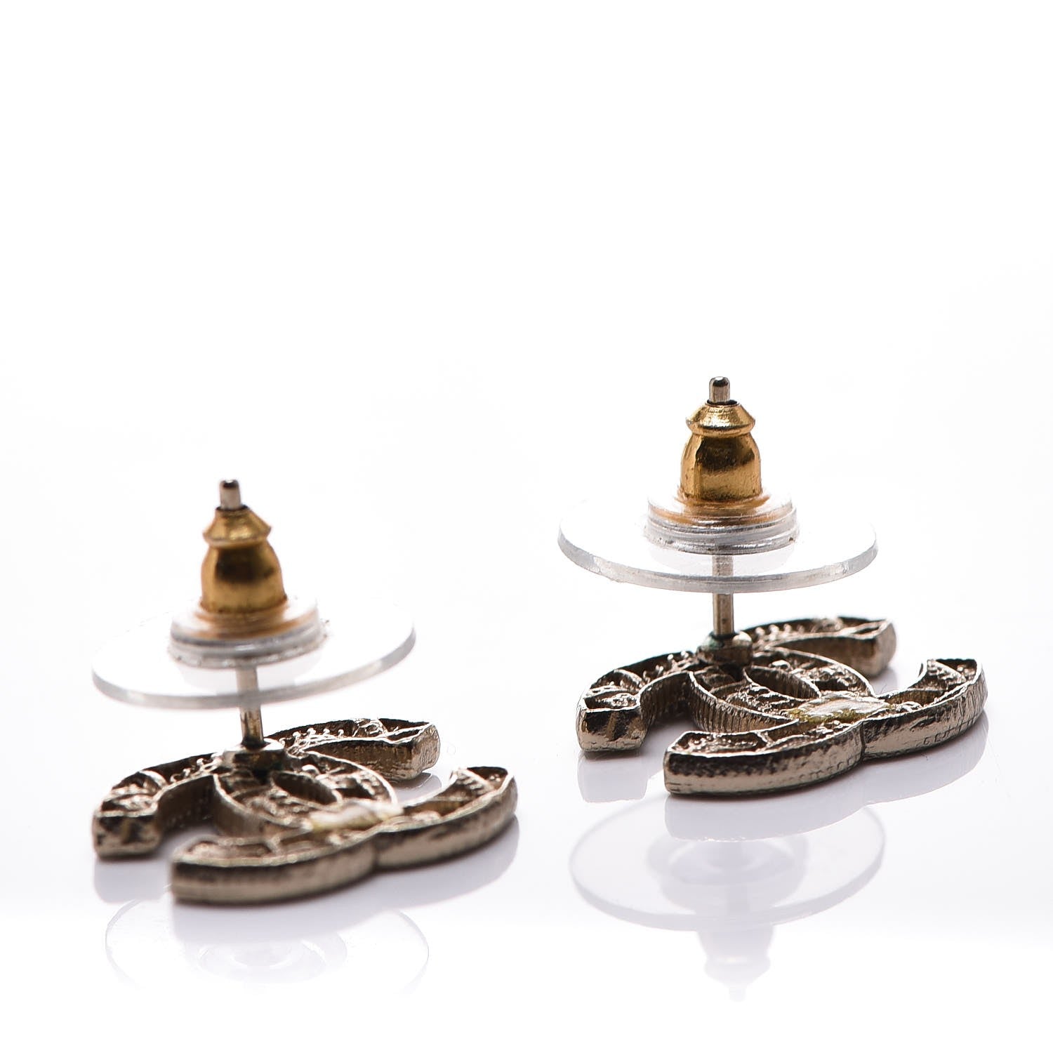 Chanel Tweed Effect CC Earrings Gold 3 of 6