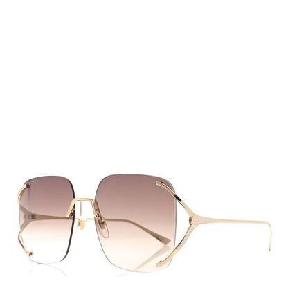 Gucci Metal Oversized Sunglasses GG0646S Gold Brown 1 of 7