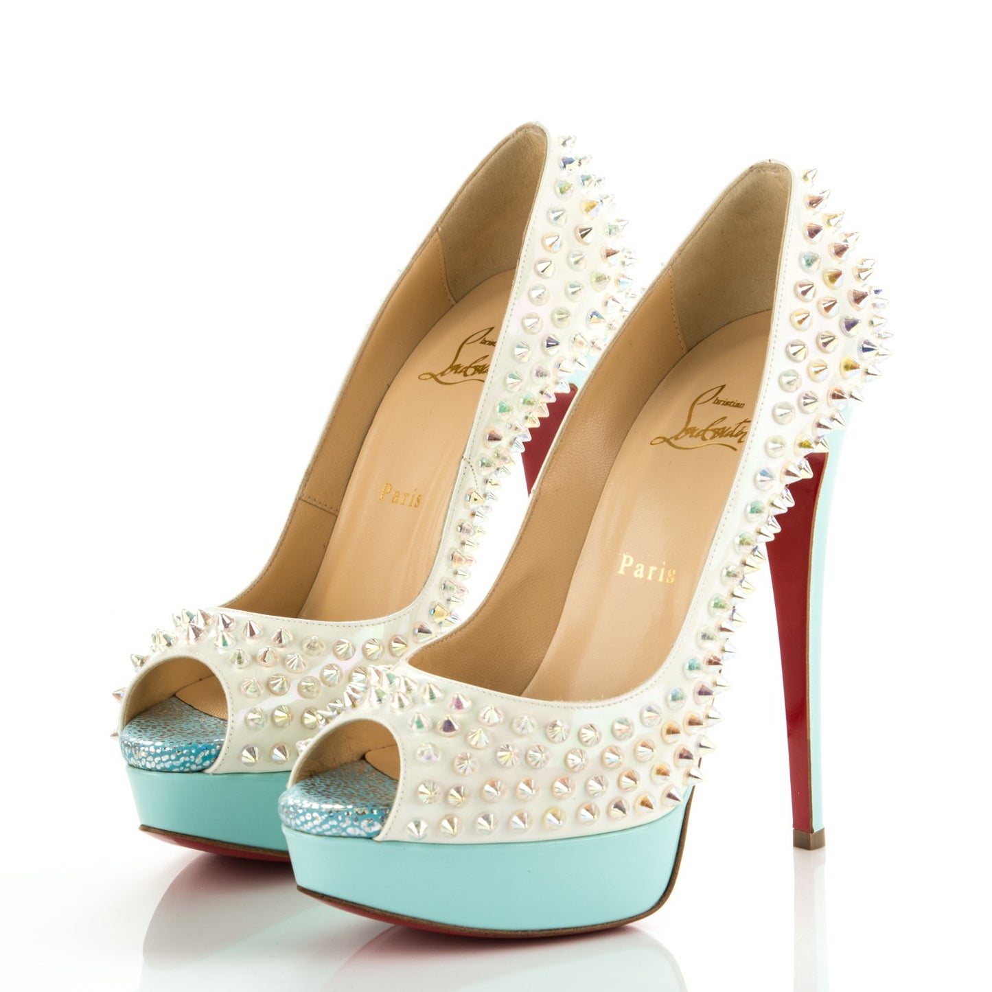 Patent Lady Peep Spikes 150 Pumps 39 Multicolor Clear