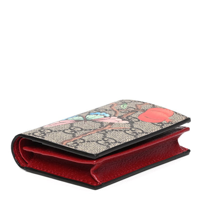 Gucci GG Supreme Monogram Tian Card Case Beige Multicolor Red 3 of 4