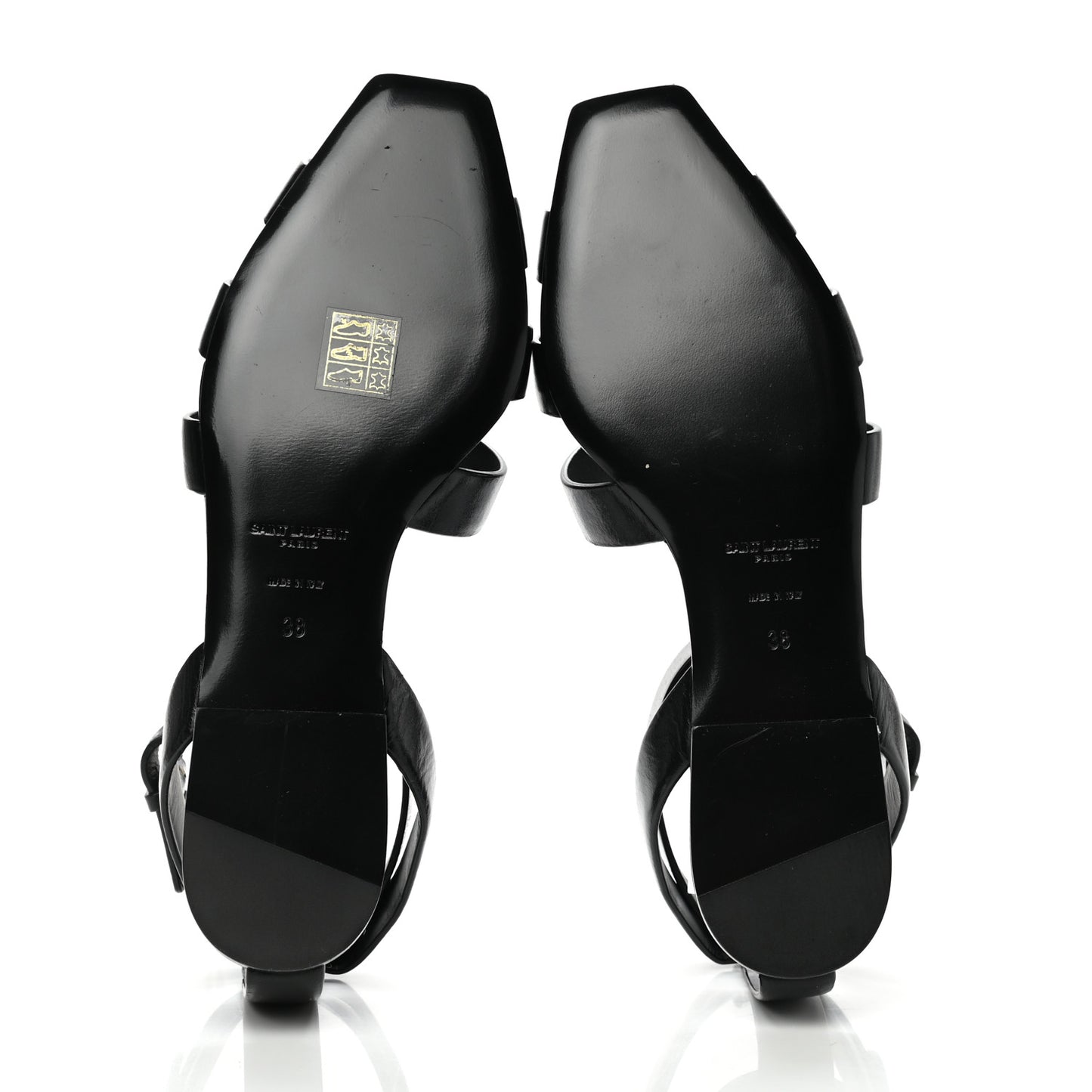 Calfskin Oak Flat Sandals 38 Black