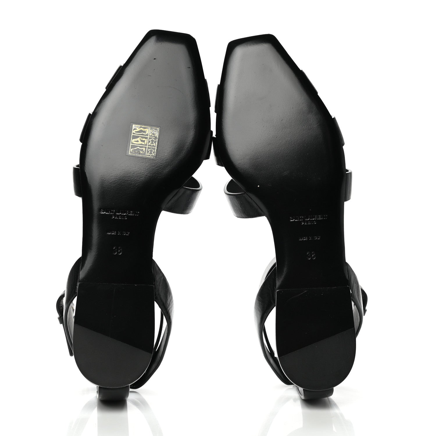 Saint Laurent Calfskin Oak Flat Sandals 38 Black 5 of 9