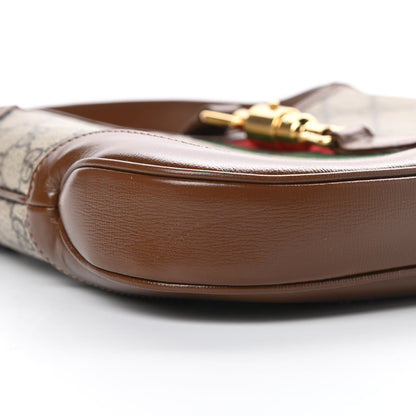 Gucci GG Supreme Monogram Azalea Calfskin Web Small Jackie 1961 Hobo Beige Ebony Brown Sugar 9 of 12