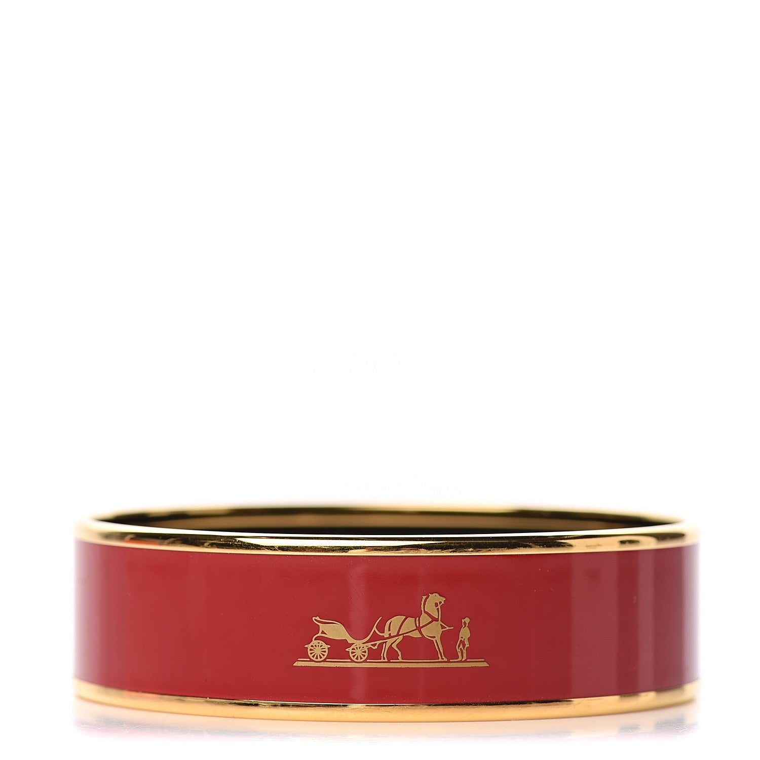 Hermes Enamel Printed Wide Caleche Bracelet 70 Rouge H 1 of 5
