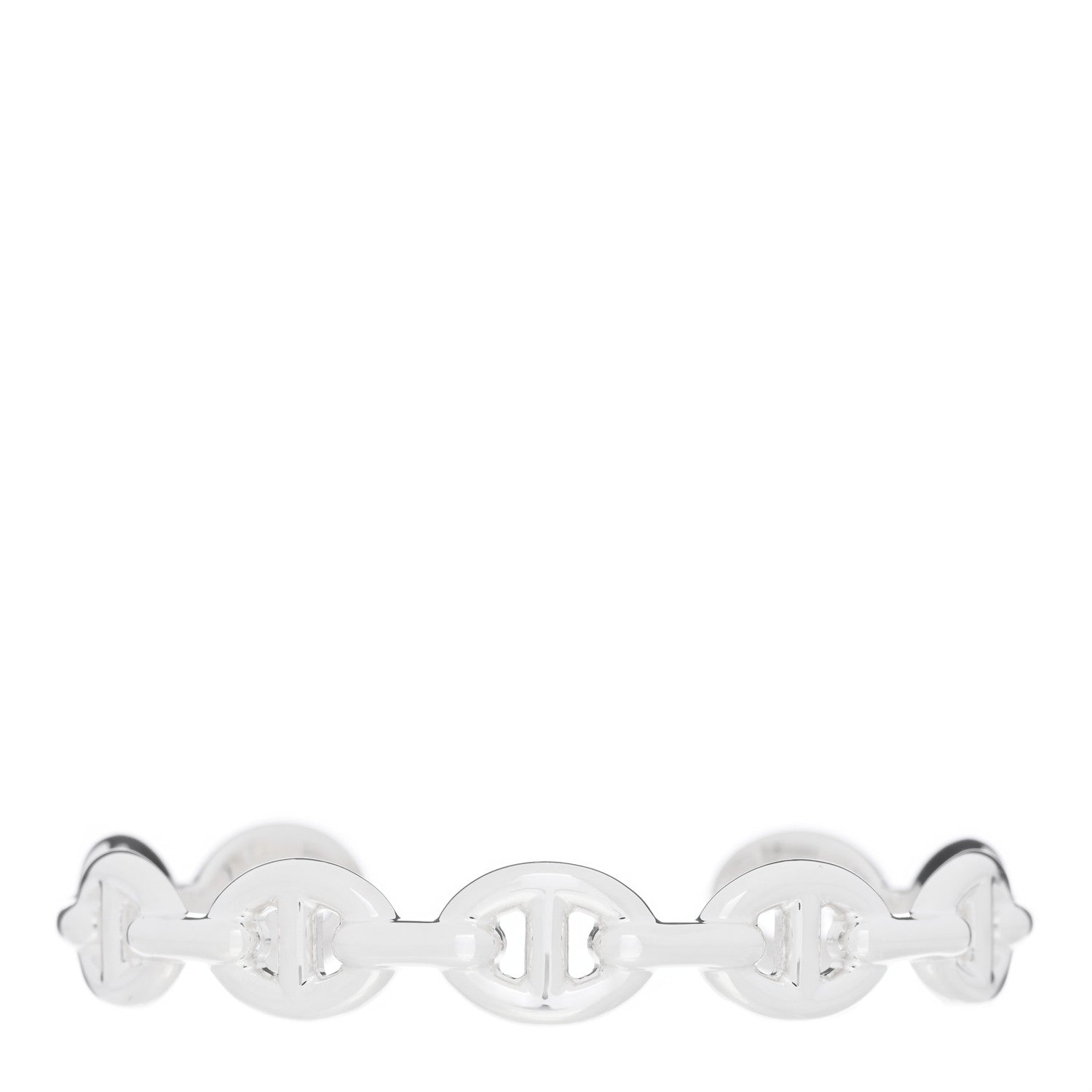 Hermes Sterling Silver MM Chaine d'Ancre Enchainee Cuff Bracelet SH 1 of 3