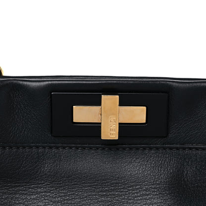 Fendi Vitello Seta Shiny Nappa Medium Peekaboo Iconic Satchel Black 13 of 14