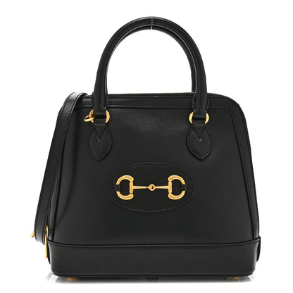 Gucci Boarded Plutone Calfskin Small Horsebit 1955 Top Handle Bag Black 1 of 11