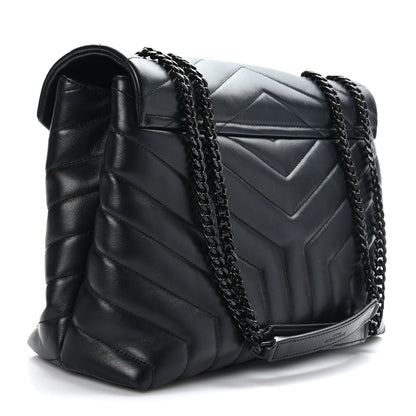 Saint Laurent Calfskin Y Quilted Monogram Monochrome Medium Loulou Chain Satchel Black 3 of 9