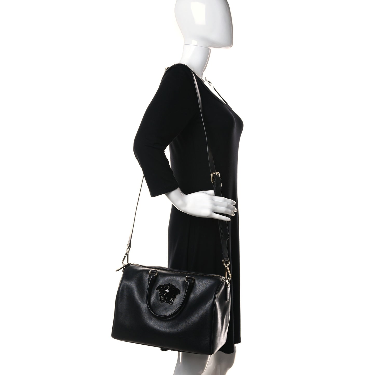 Saffiano Calfskin Palazzo Duffle Bag Black