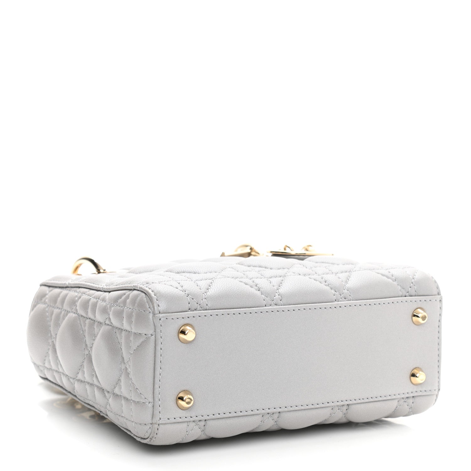 Christian Dior Metallic Lambskin Cannage Mini Lady Dior Grey 4 of 11
