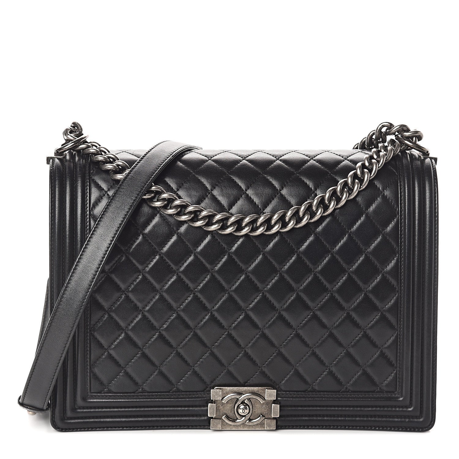 Chanel Lambskin Quilted Large Boy Flap Black 1 of 9