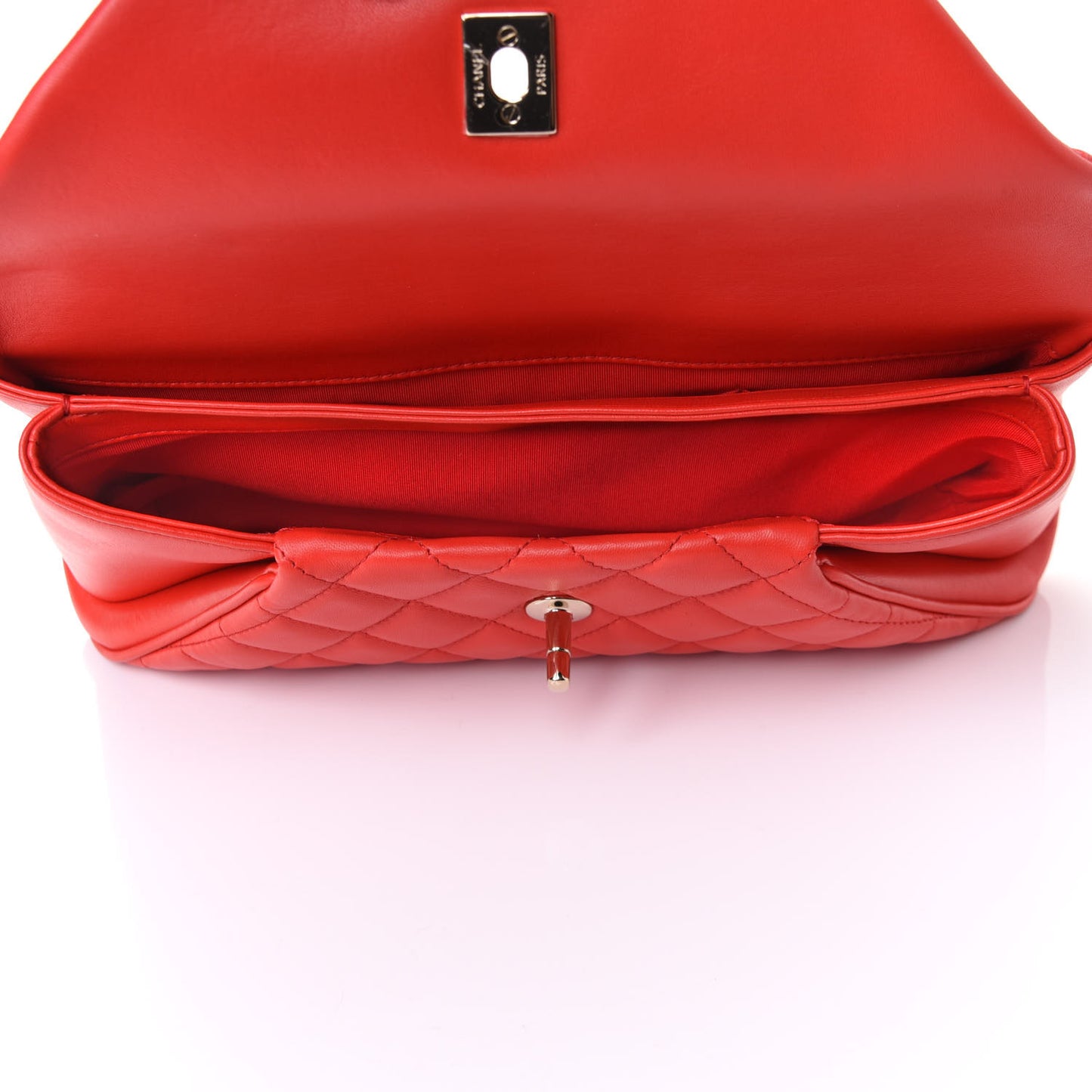 Lambskin Quilted Fold Up Again Clutch Red