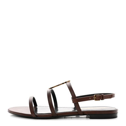 Saint Laurent Calfskin Cassandra Monogram Sandals 38 Moro 1 of 13
