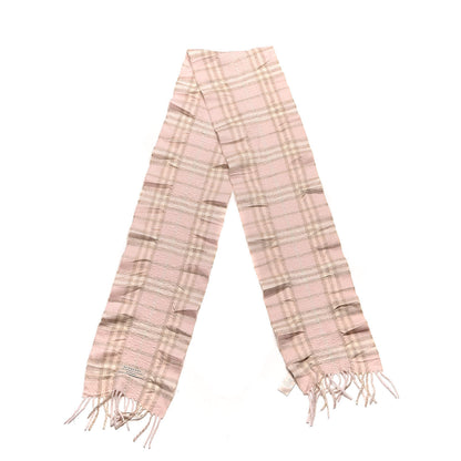 Burberry Cashmere Check Fringe Scarf Pink 3 of 6