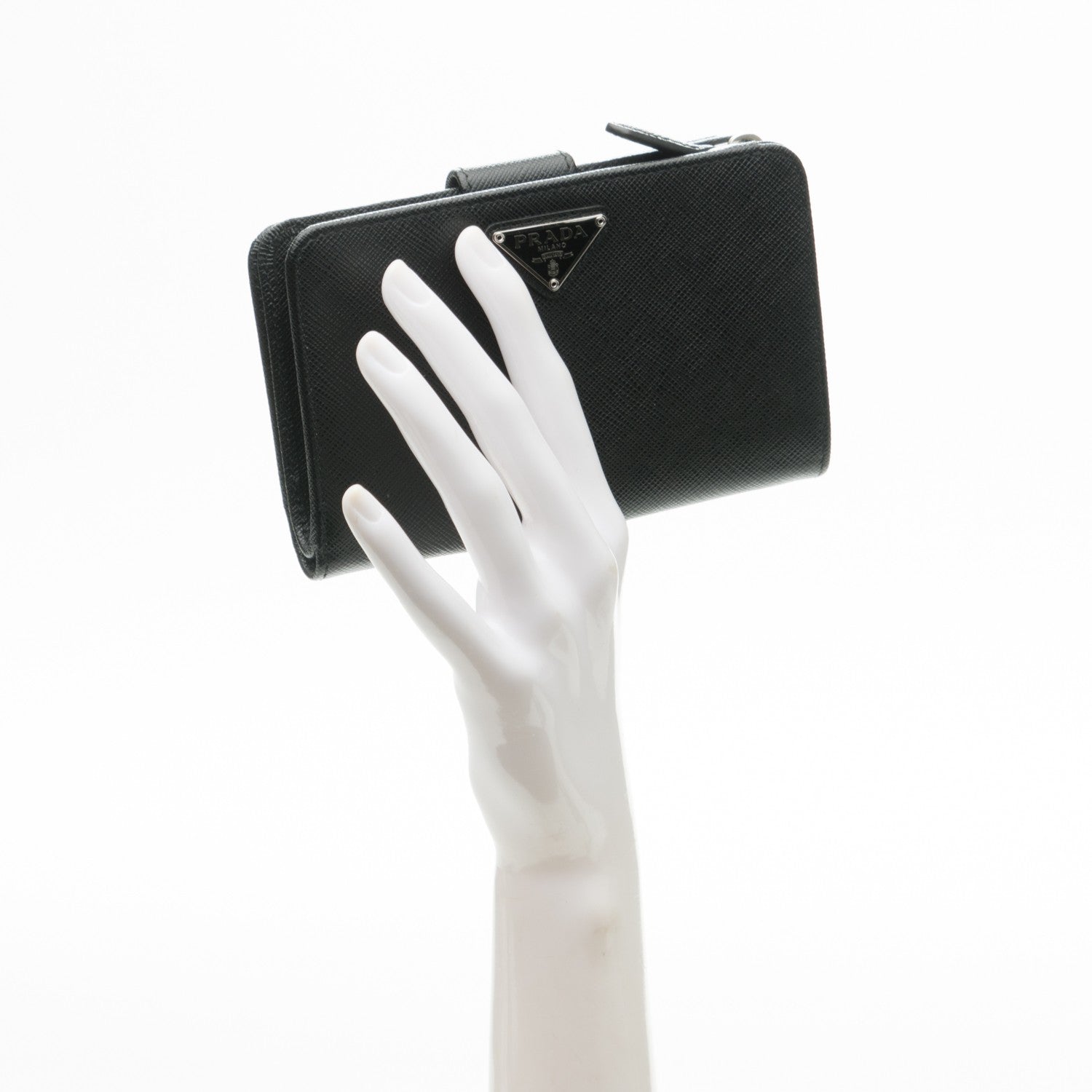 Prada Saffiano Compact Wallet Nero Black 2 of 7
