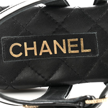 Chanel Lambskin Pearl Thong Sandals 36.5 Black 6 of 12