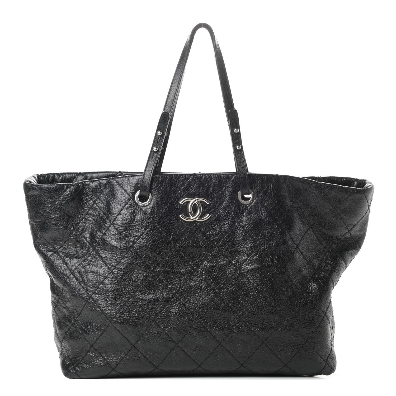 Chanel Glazed Calfskin Large On The Road Tote Black 1 of 12