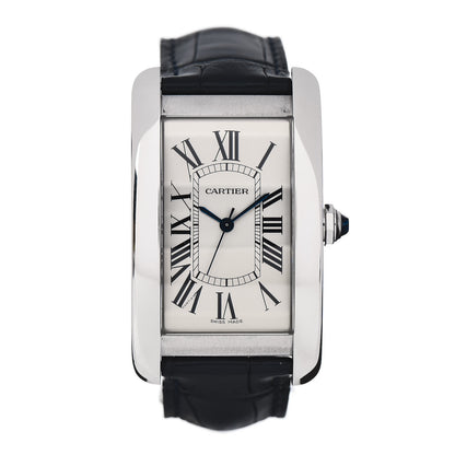 Cartier Stainless Steel Alligator 26mm Tank Americaine Automatic Watch Blue 1 of 8