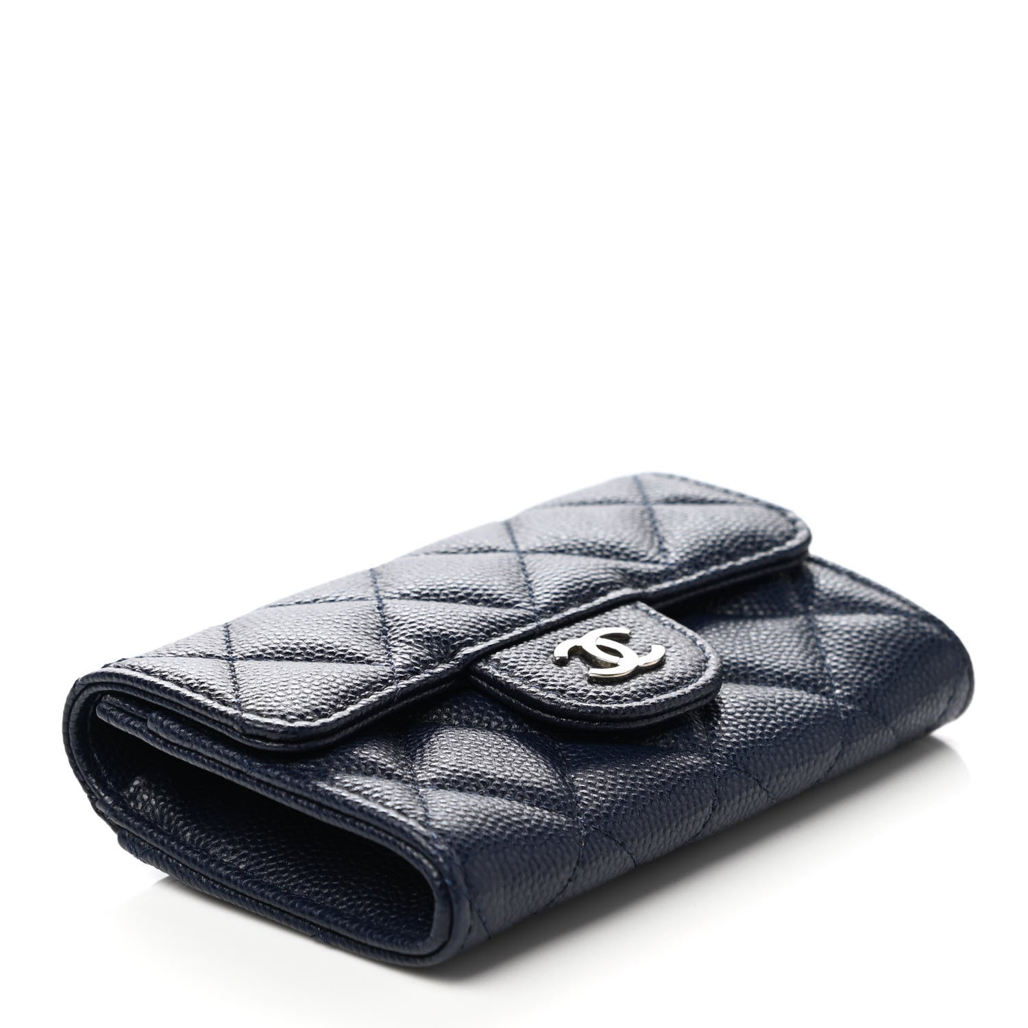 Chanel Caviar Quilted Flap Card Holder Wallet Navy 4 of 12