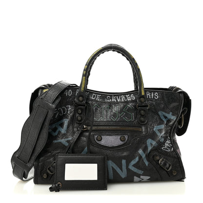 Balenciaga Agneau Graffiti All Over Classic Hardware S City Black Multicolor 3 of 12