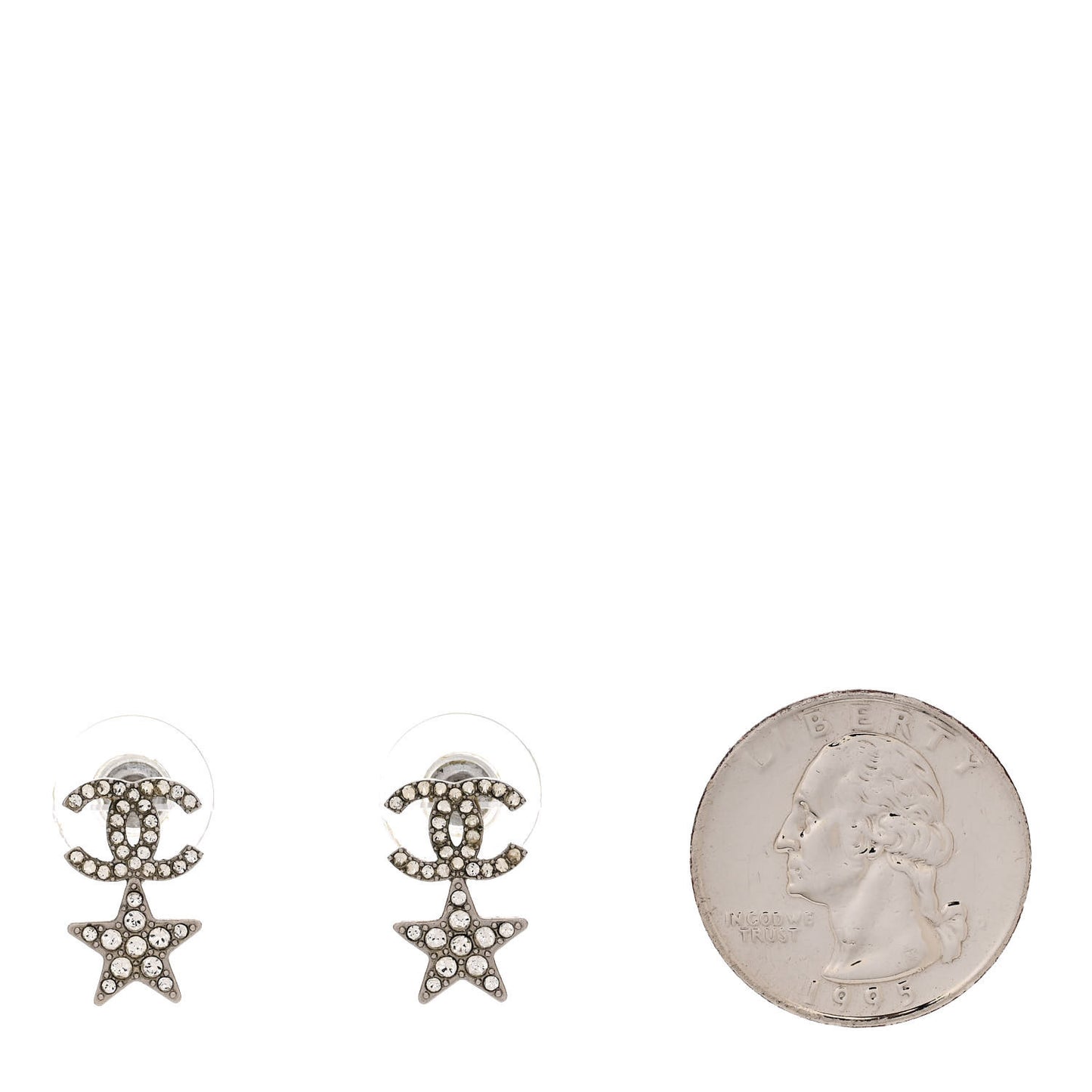 Crystal CC Star Earrings Silver Green