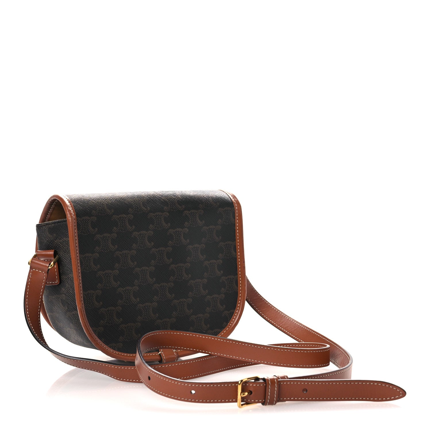 Celine Triomphe Canvas Medium Folco Bag Tan 3 of 17