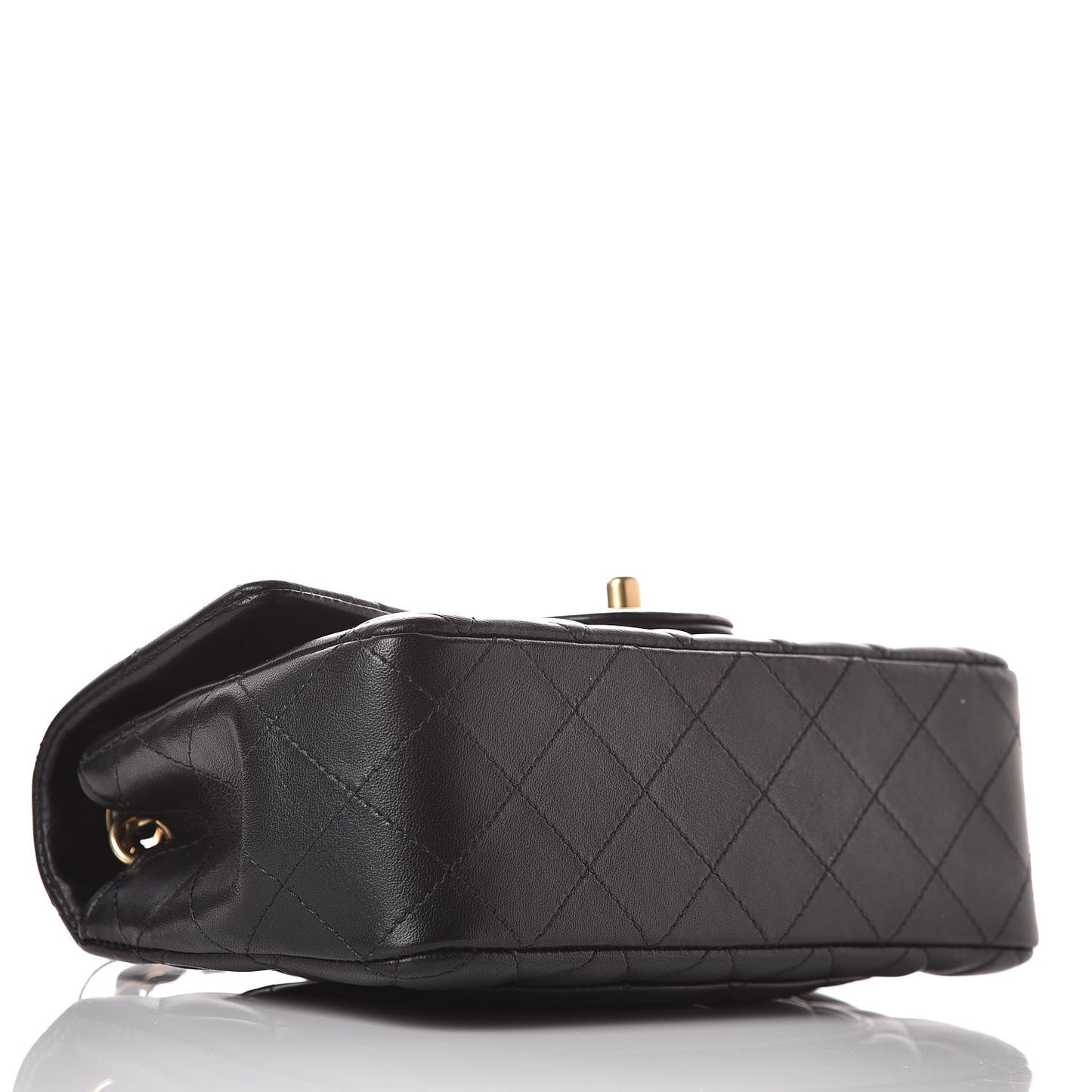 Lambskin Quilted Studded Mini Rectangular Flap Black