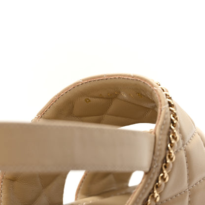 Chanel Shiny Lambskin Quilted Chain Around CC Platform Sandals 39.5 Beige 9 of 10