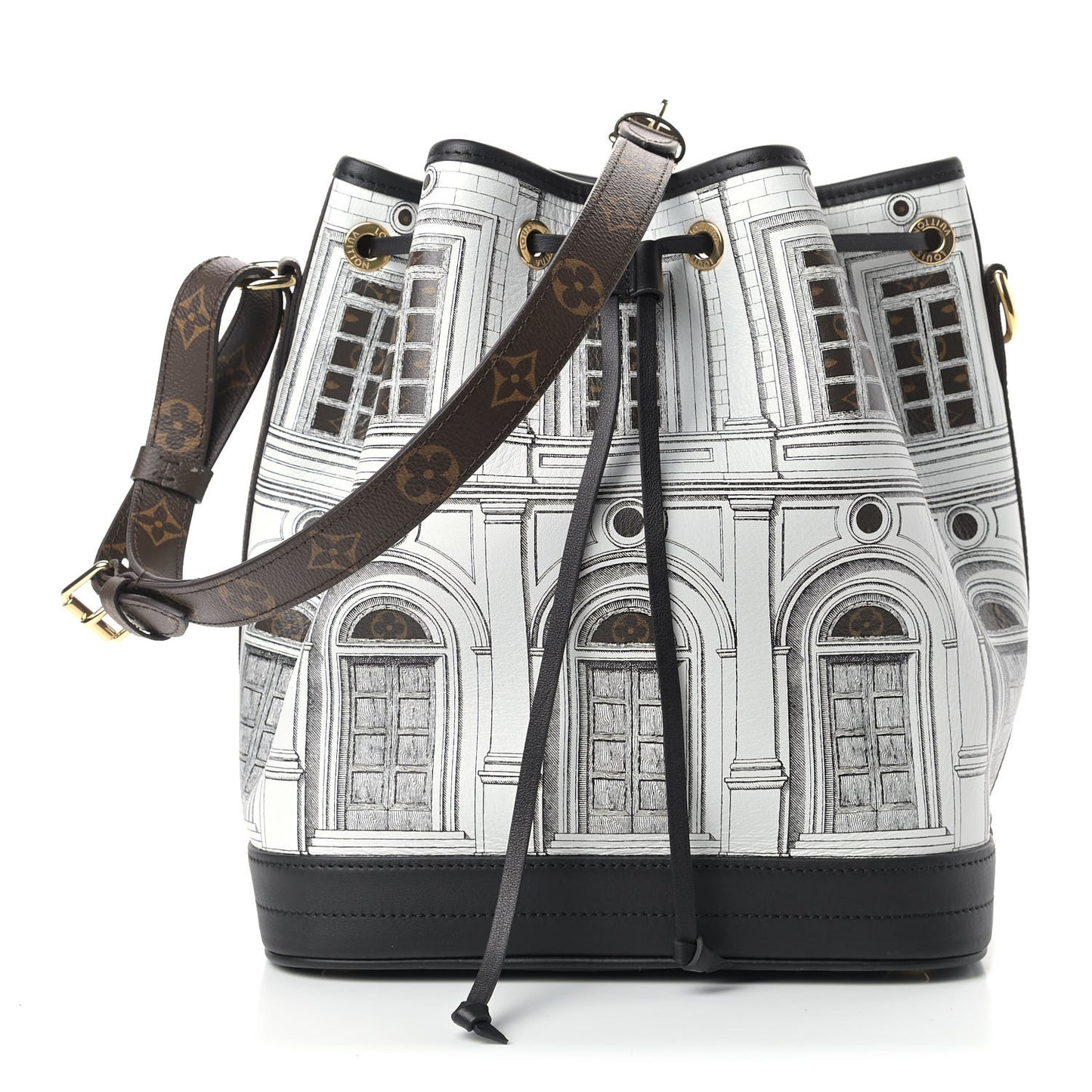 X FORNASETTI Calfskin Architettura Noe MM Black White